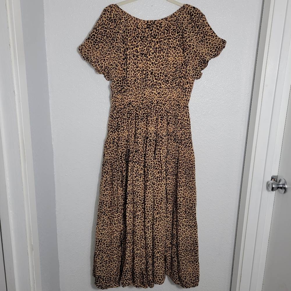 J Crew Elena Leopard Crepe De Chine Puff Sleeve Dress Size XS CD517 - Picture 6 of 10